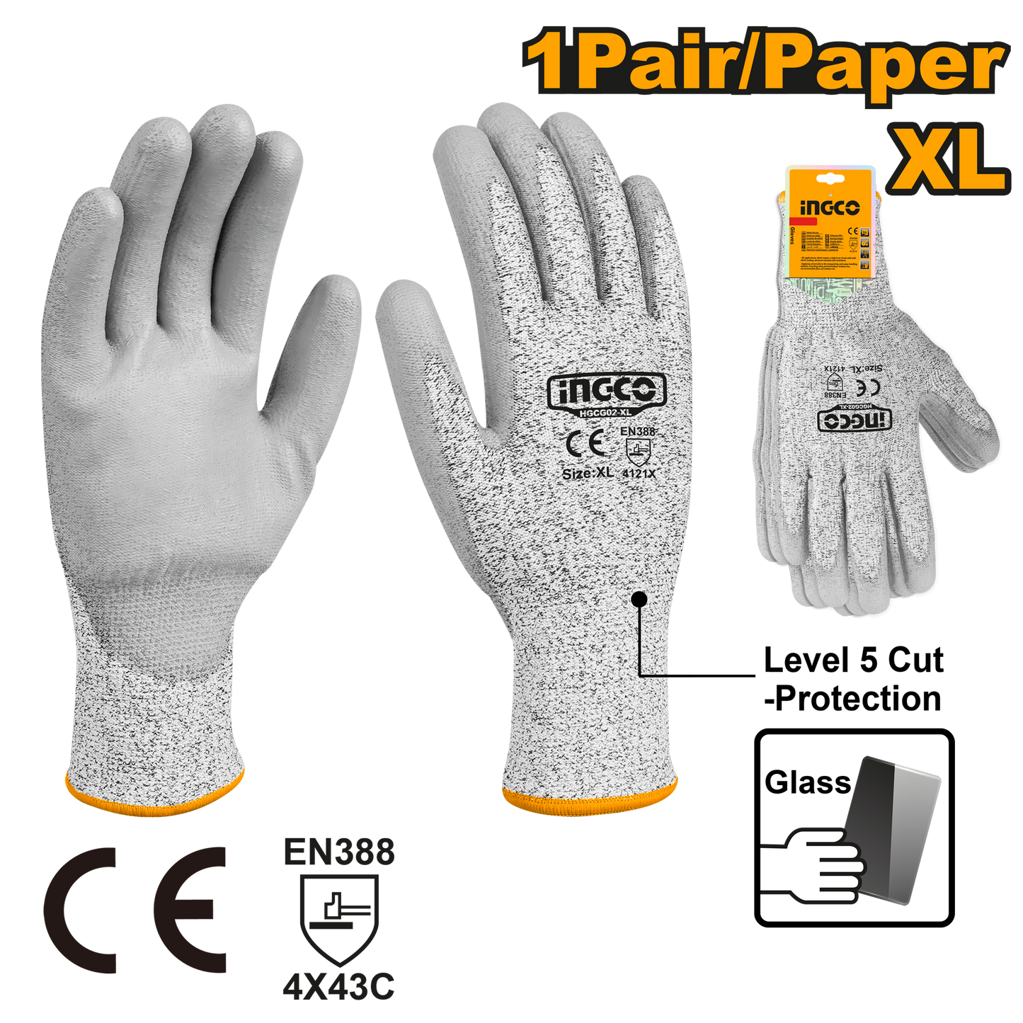 Guantes Poliuretano Anti Corte INGCO HGCG02-XL