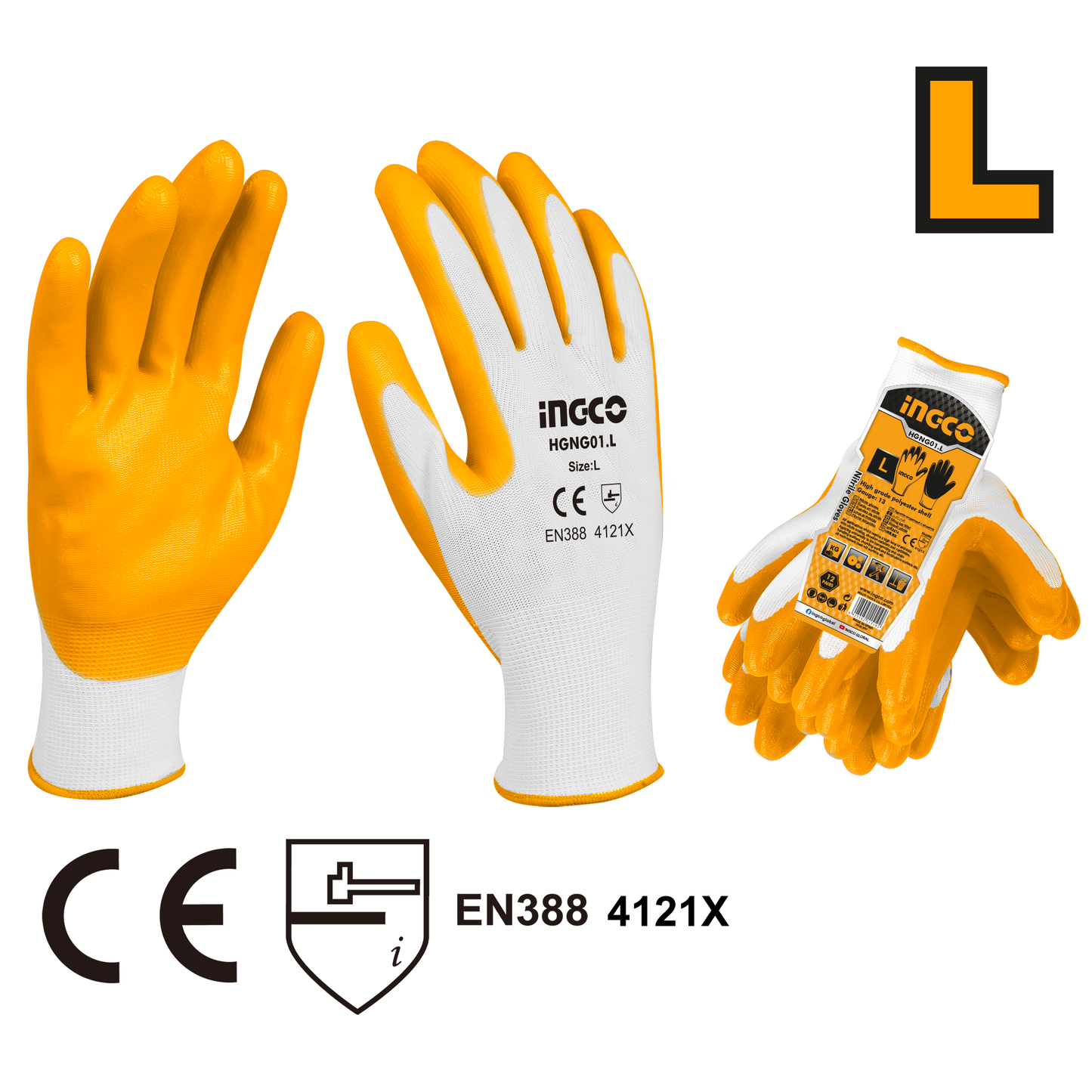 Guantes De Nitrilo TALLA L INGCO HGNG01.L