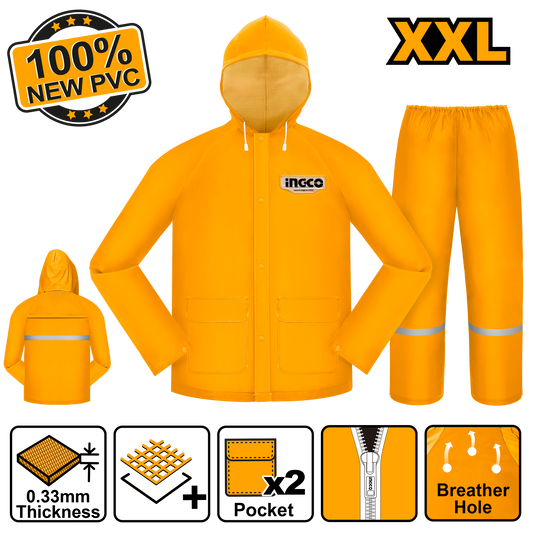 Impermeable Para Lluvia Amarillo Para Motorizado INGCO HRCTSKT031.XXL