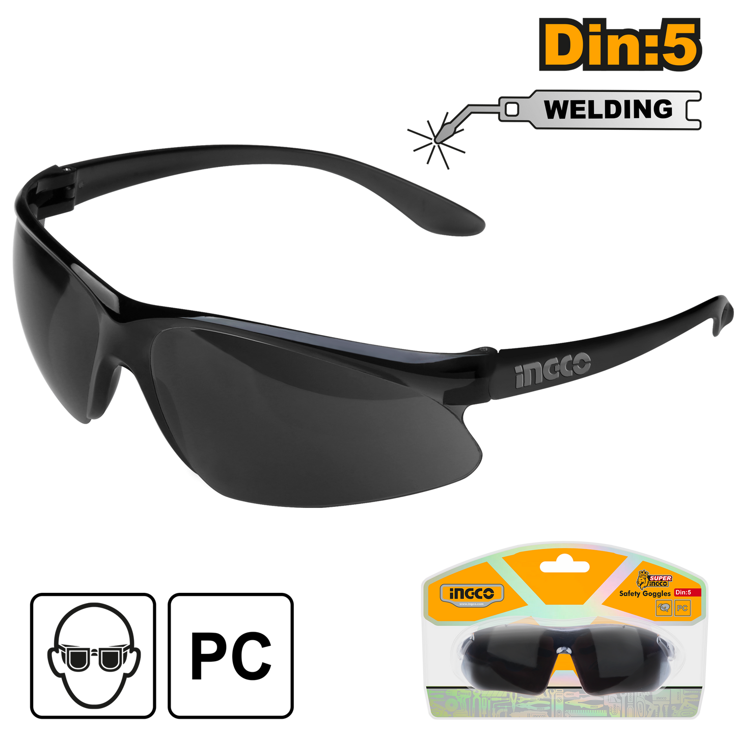 Gafas De Seguridad Lente Oscura #5 INGCO HSG07