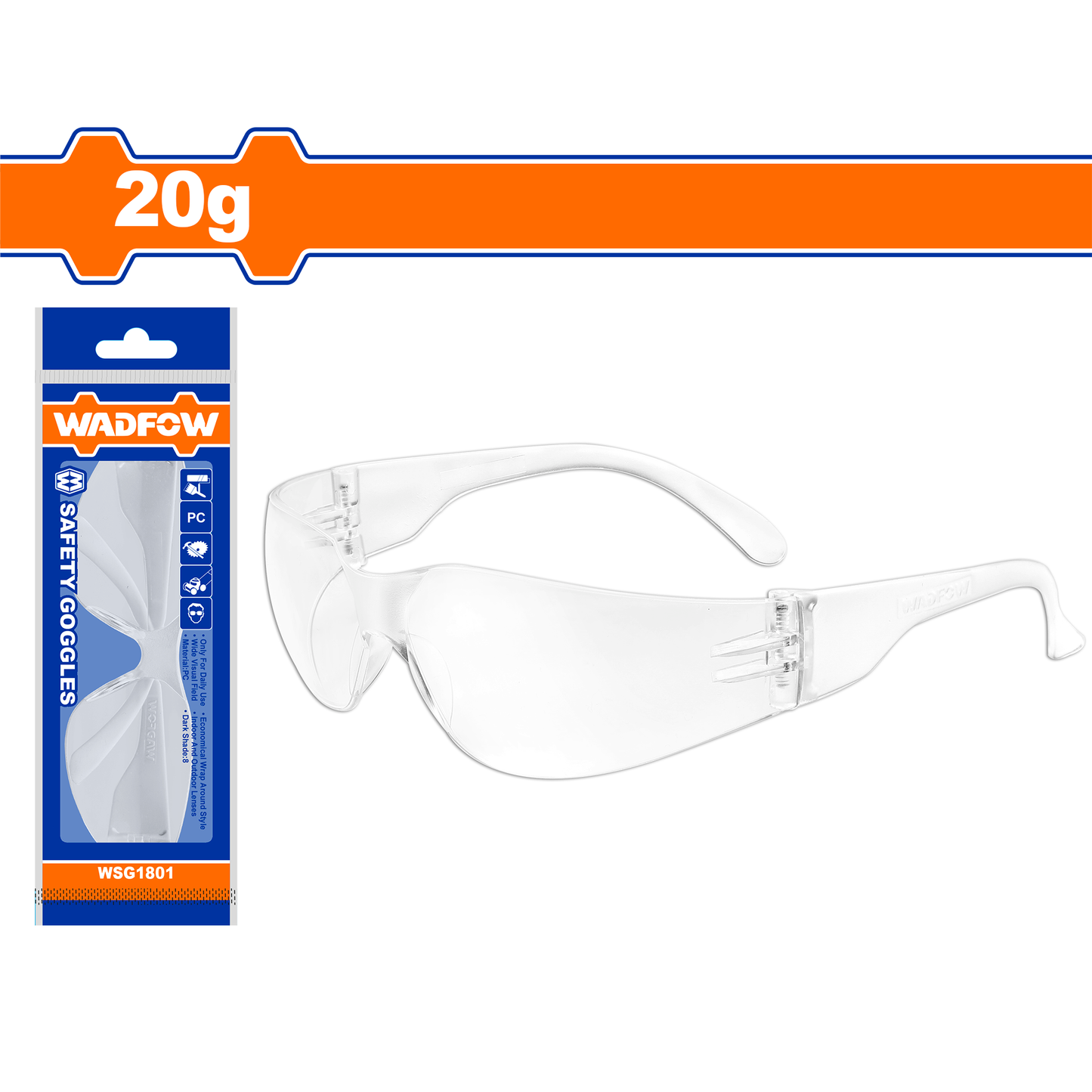 Gafas de Seguridad En PC /Ajustable  WADFOW WSG1801