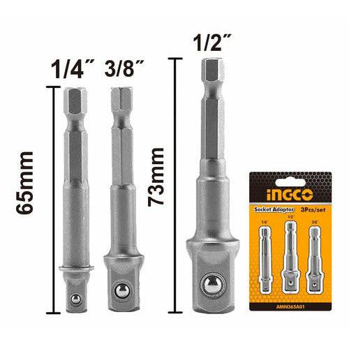 Adaptador Socket 1/4 3/8 1/2 Set 3 Piezas Ingco Amn365a01- MARKEMSTORE