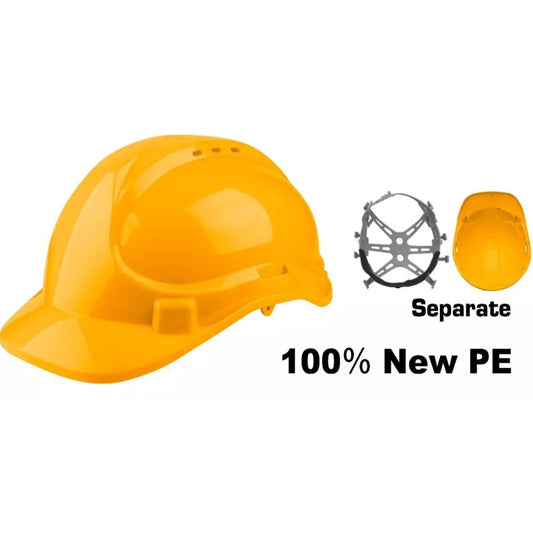 Casco De Seguridad Amarillo Con Ventilacion Supension 8 Punto Ingco HSH206 - MARKEMSTORE